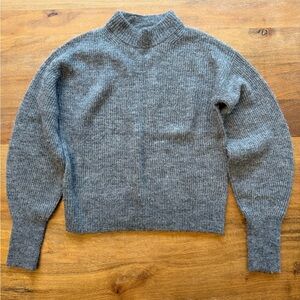 Quince Gray Ribbed Cropped Sweater